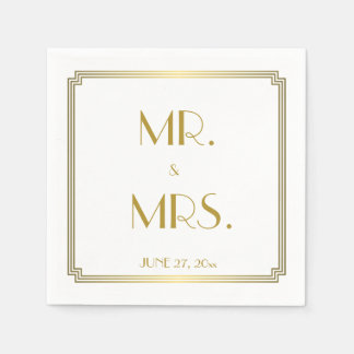 Servilleta De Papel Grandes gatsby Art Deco Blancas Bodas Napkins