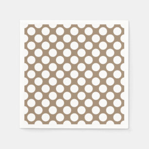 Servilleta De Papel Grandes puntos retro - blanco y taupe beige