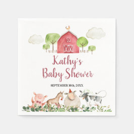 Servilleta De Papel Granja Animales Barnyard Greenery