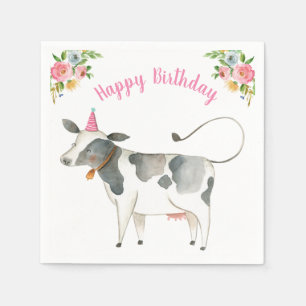 Servilleta De Papel Granja Animales Vaca Chica Cumpleaños Barnyard Pin