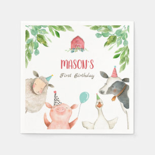 Servilleta De Papel Granja Animales Zoo Boy Nacimiento Barnyard Greene