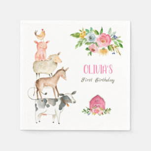 Servilleta De Papel Granja Animales Zoo Chica cumpleaños Barnyard Pin