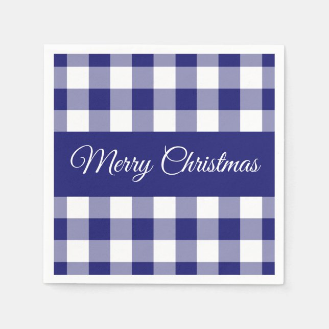 Servilleta De Papel Granja Azul Cheques Feliz Navidad  (Anverso)