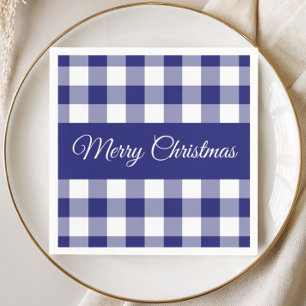 Servilleta De Papel Granja Azul Cheques Feliz Navidad