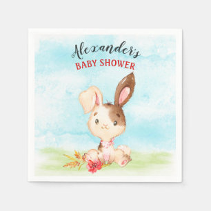 Servilleta De Papel Granja Baby Shower Bunny de color de agua
