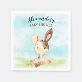 Servilleta De Papel Granja Baby Shower Bunny de color de agua