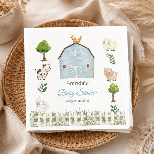 Servilleta De Papel Granja de animales en acuarela Baby Shower