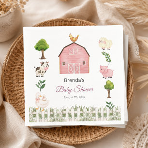 Servilleta De Papel Granja de animales en acuarela Baby Shower