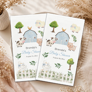 Servilleta De Papel Granja de animales en acuarela Baby Shower