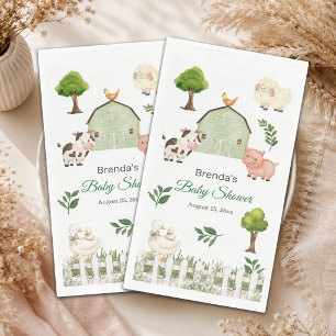 Servilleta De Papel Granja de animales en acuarela Baby Shower