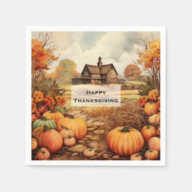 Servilleta De Papel Granja de calabaza cosecha cosecha Acción de Graci (Anverso)