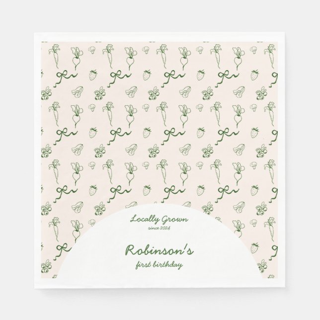 Servilleta De Papel Granja de cosecha local de mano primera cumpleaños (Anverso)