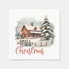 Servilleta De Papel Granja de pequeños Navidades de pueblo rústico