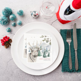 Servilleta De Papel Granja de renos y árboles | Feliz Fiesta navideño