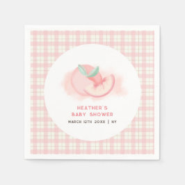 Servilleta De Papel Granja dulce rosa Gingham Peach Baby Shower