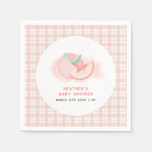 Servilleta De Papel Granja dulce rosa Gingham Peach Baby Shower