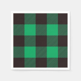 Servilleta De Papel Granja Green Black Gingham Buffalo Plaid