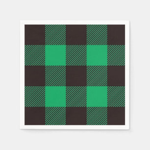 Servilleta De Papel Granja Green Black Gingham Buffalo Plaid