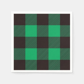 Servilleta De Papel Granja Green Black Gingham Buffalo Plaid