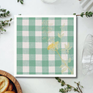 Servilleta De Papel Granja Green Wildflower Gingham Plaid