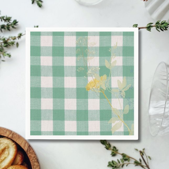 Servilleta De Papel Granja Green Wildflower Gingham Plaid (Subido por el creador)