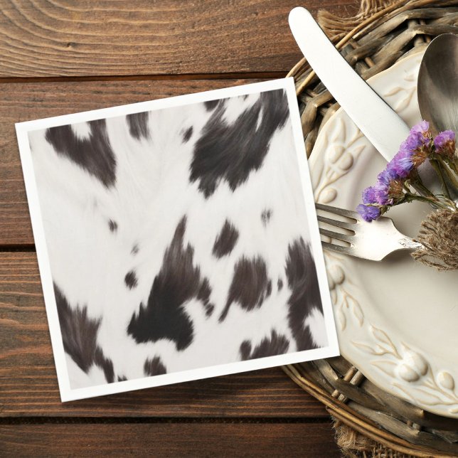 Servilleta De Papel Granja Rancho Rústico Cuero de Vaca Fiesta Occiden (Rustic Ranch Farm Cow Hide Country Western Party Napkins)