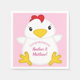 Servilleta De Papel Granja rosa Baby Shower de pollo