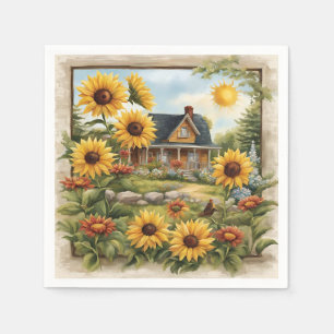 Servilleta De Papel Granja rural Dreamy Golden Sunflowers