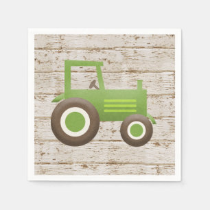 Servilleta De Papel Granja Tractor Verde Baby Shower Boy