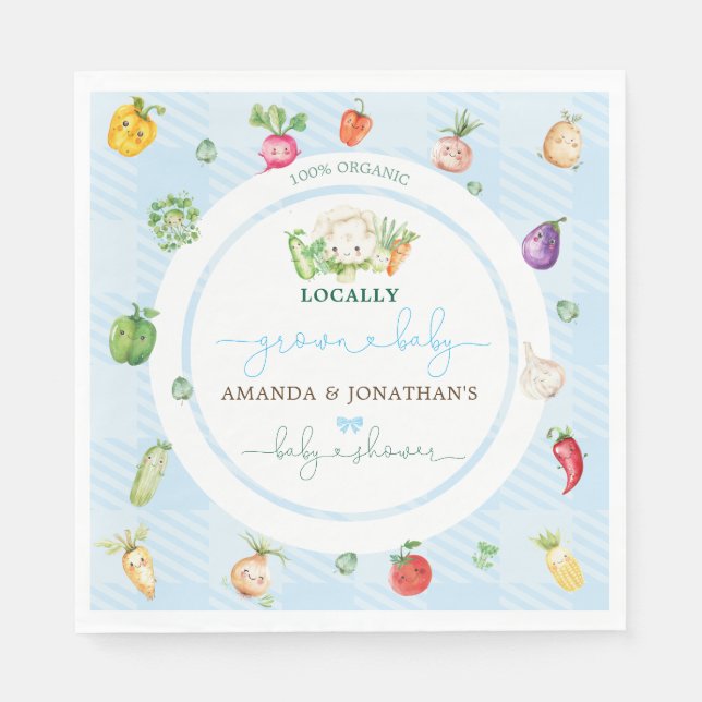 Servilleta De Papel Granja Vegetales Blue Boy Baby Shower (Anverso)