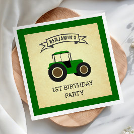Servilleta De Papel Granja Verde Tractor Cumpleaños de Niños Fiesta