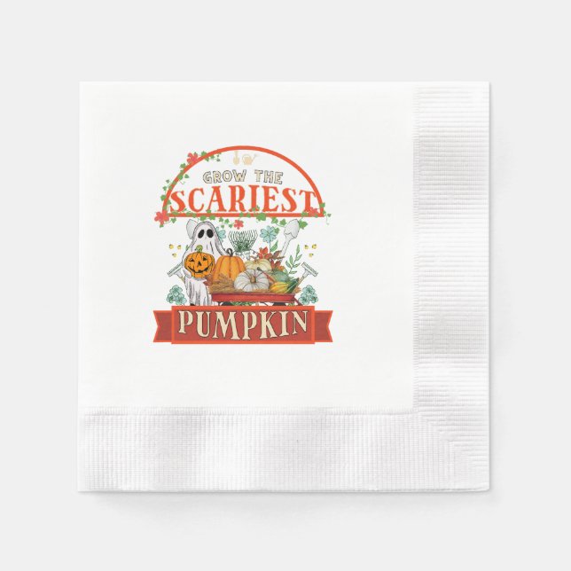 Servilleta De Papel Granjero de calabazas Halloween (Anverso)