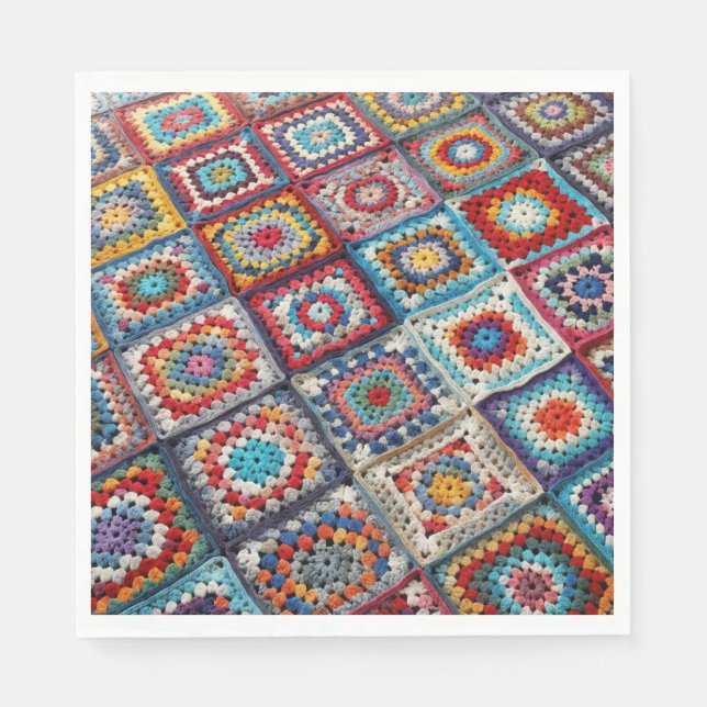 Servilleta De Papel Granny Square Crocheted Quilt (Anverso)