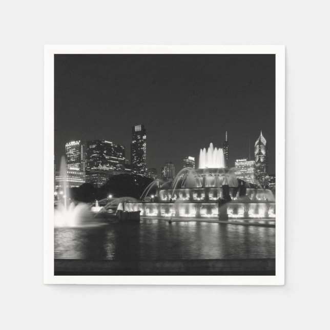 Servilleta De Papel Grant Park Chicago Grayscale (Anverso)