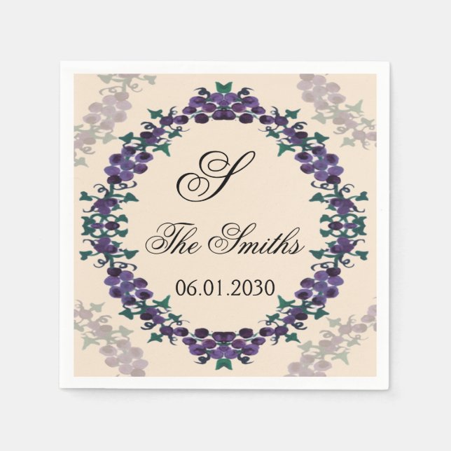 Servilleta De Papel Grapevine Wreath Boda (Anverso)