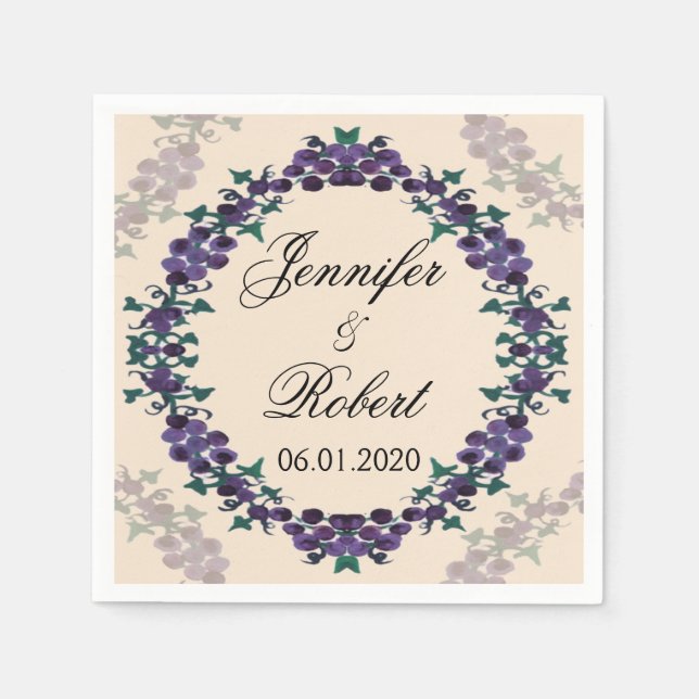 Servilleta De Papel Grapevine Wreath Boda Napkin (Anverso)
