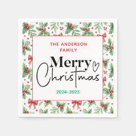 Servilleta De Papel : Grasa verde acuarela - Fiesta de Navidades festi