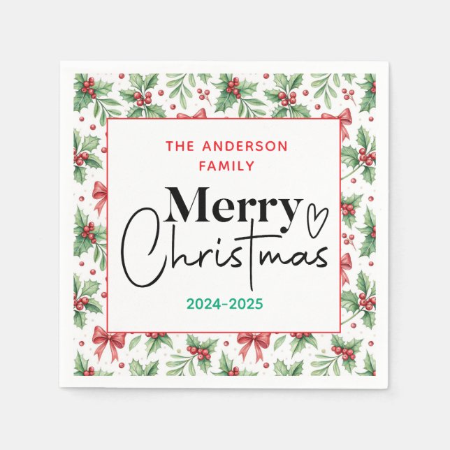 Servilleta De Papel : Grasa verde acuarela - Fiesta de Navidades festi (Anverso)