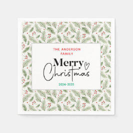 Servilleta De Papel : Grasa verde acuarela - Fiesta de Navidades festi