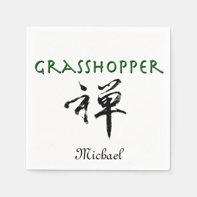 Servilleta De Papel Grasshopper con símbolo "Zen" (Anverso)