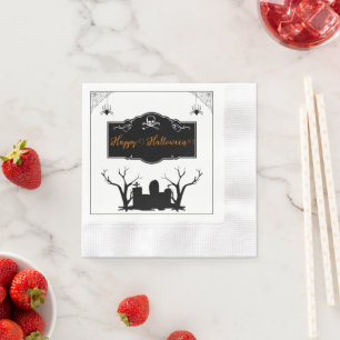 Servilleta De Papel Graveyard Halloween Blanco