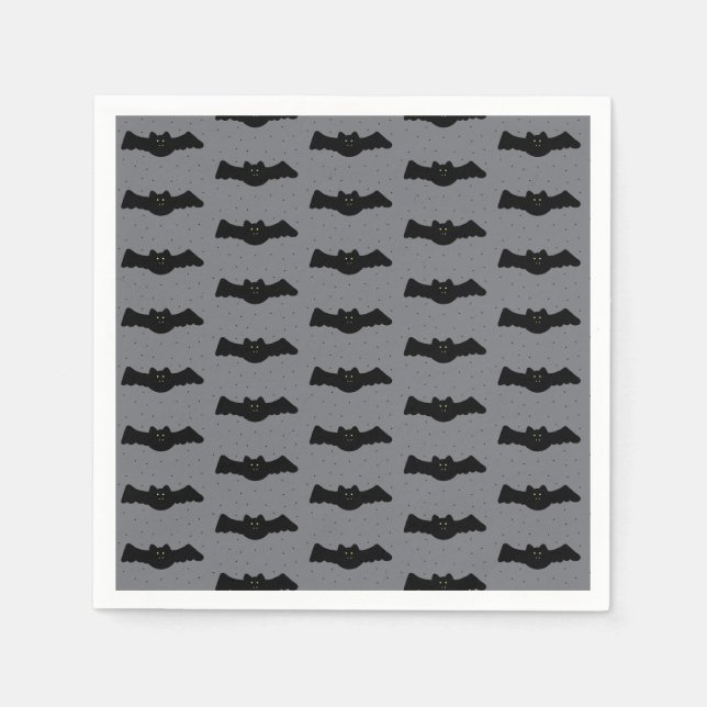 Servilleta De Papel Gray and Black Halloween Bats (Anverso)