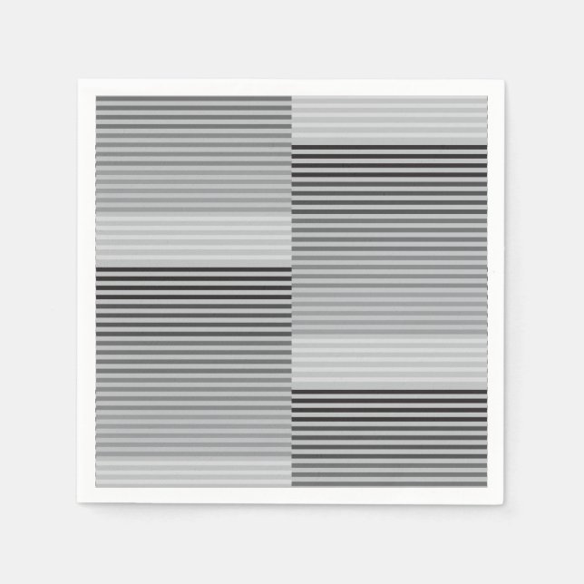 Servilleta De Papel Gray, Black, White Stripes (Anverso)