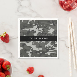 Servilleta De Papel Gray Camouflage Pattern, Your name, Personalize
