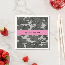 Servilleta De Papel Gray Camouflage Pattern, Your name, Personalize