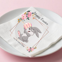 Servilleta De Papel Gray Easter Bunny Personalized Paper Napkin
