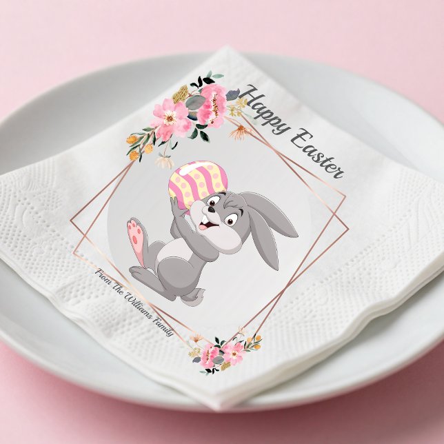 Servilleta De Papel Gray Easter Bunny Personalized Paper Napkin (Subido por el creador)