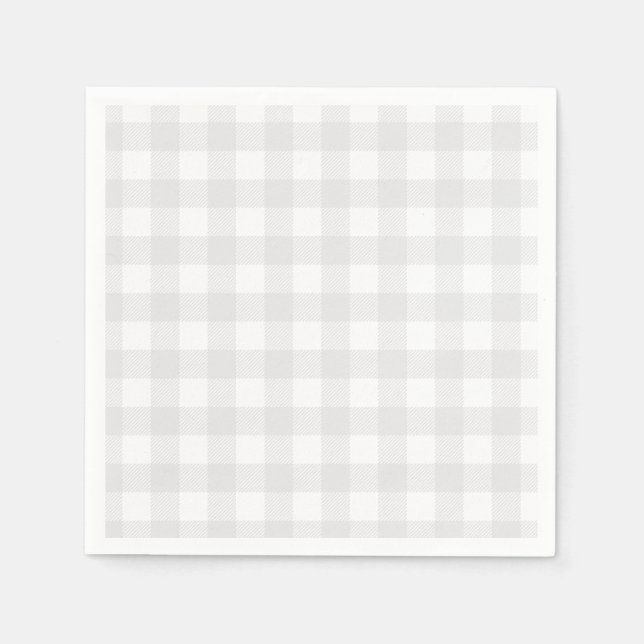 Servilleta De Papel Gray Gingham Baby Shower (Anverso)