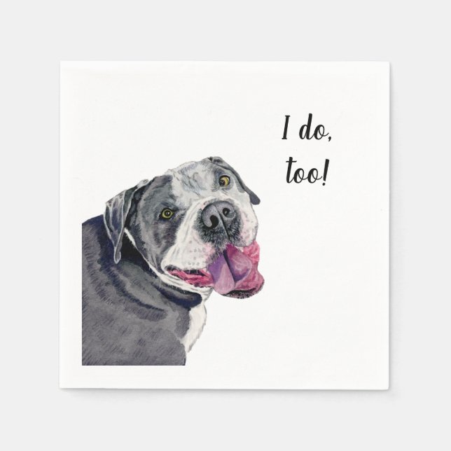 Servilleta De Papel Gray Pitbull Dog Personalizado Cocktail Napkin (Anverso)
