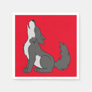 Servilleta De Papel Gray Wolf Pup Howling